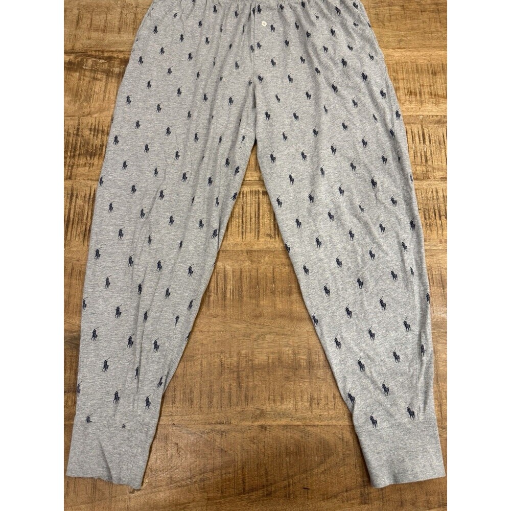 Polo Ralph Lauren Pajama Pants Men L Grey Sleepwear Pony Logo Casual Relaxed Fit